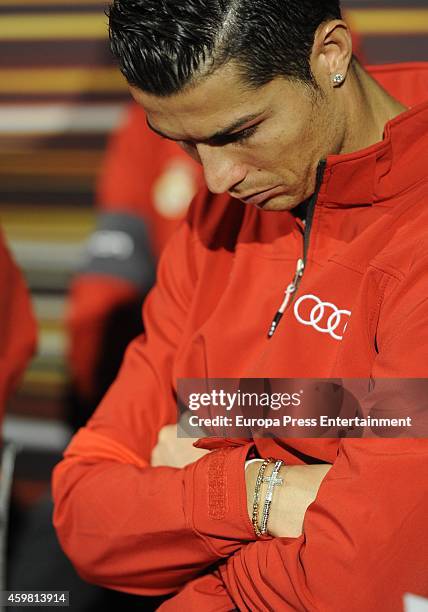 Real Madrid player Cristiano Ronaldo attends the car handover of Audi at the Ciudad Deportiva del Real Madrid on December 1, 2014 in Madrid, Spain.