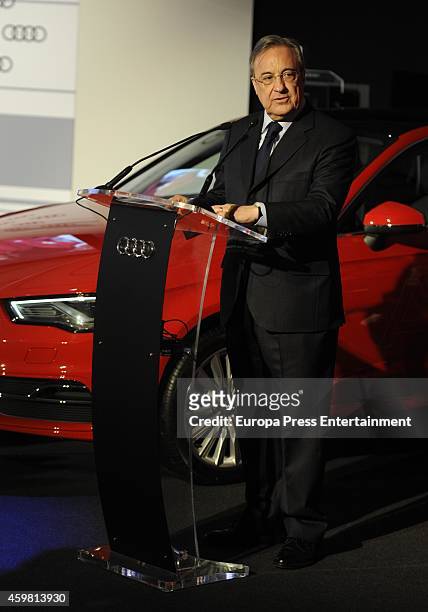 Real Madrid president Florentino Perez attends the car handover of Audi at the Ciudad Deportiva del Real Madrid on December 1, 2014 in Madrid, Spain.