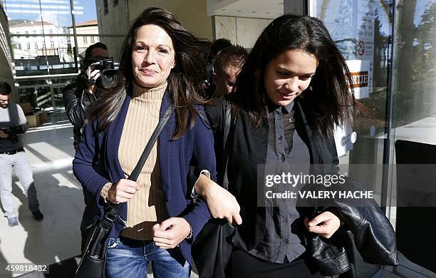 Manon Serrano and her mother Sophie Serrano leave Grasse courthouse, on December 2, 2014 at , after a hearing regarding the 12 millions euro...