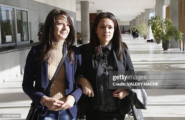 Manon Serrano and her mother Sophie Serrano leave Grasse courthouse, on December 2, 2014 at , after a hearing regarding the 12 millions euro...