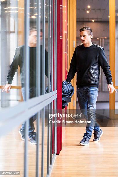 Slawomir Peszko of 1. FC Koeln arrives prior to the decision of DFB Court on the objection to the length of a 3 match ban in the DFB Cup which was...