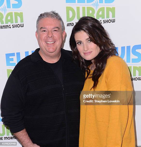 Radio personality Elvis Duran and singer/actress Idina Menzel attend "The Elvis Duran Z100 Morning Show" at Z100 Studio on December 1, 2014 in New...