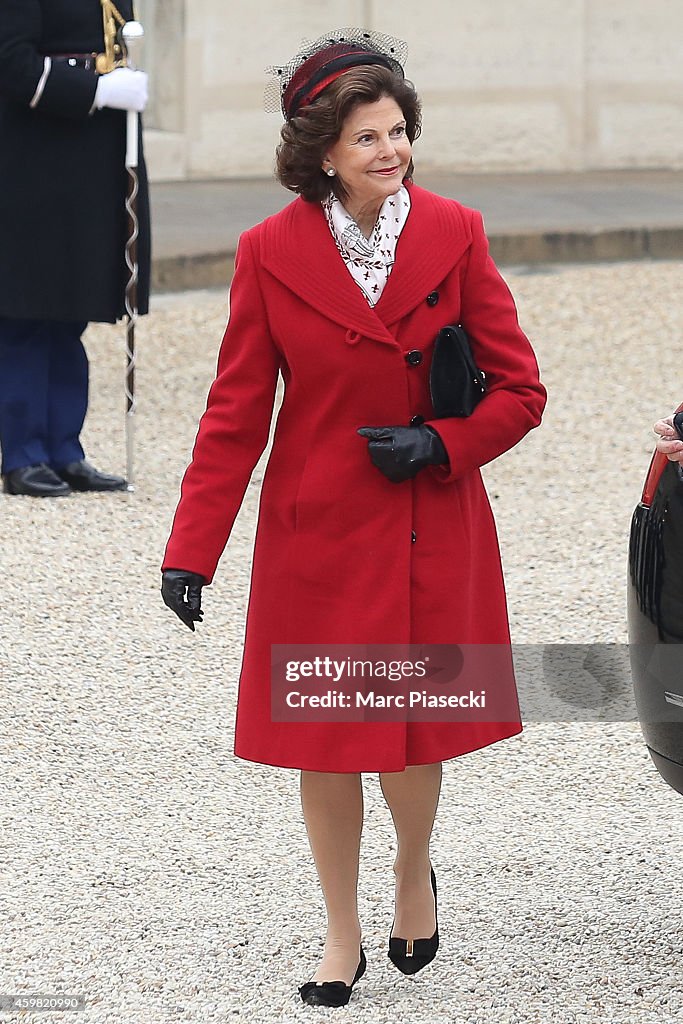 King Carl Gustav Of Sweden and Queen Silvia Of Sweden On Official Visit In France : Day 1