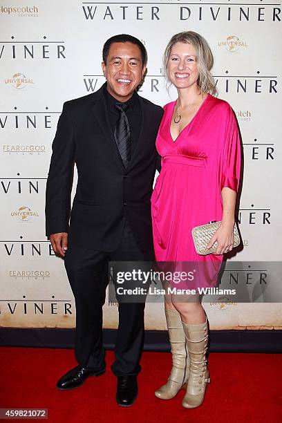 Anh Do and his wife Susanne Do arrive at the World Premier of "The Water Diviner" at the State Theatre on December 2, 2014 in Sydney, Australia.