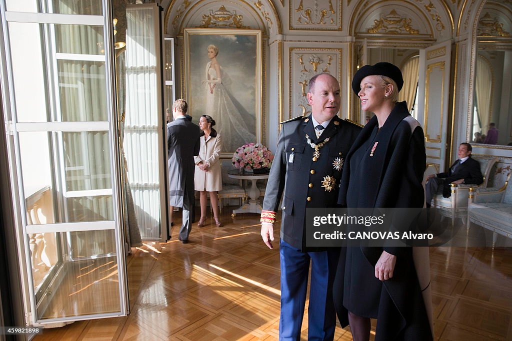 Prince Albert and Princess Charlene de Monaco celebrates the National Day 2014