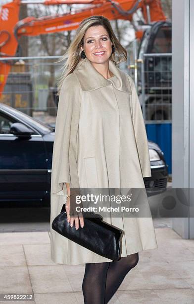 Queen Maxima of The Netherlands arrives to receive the Dutch Sustainable Growth Report on December 2, 2014 in Amsterdam The Netherlands.