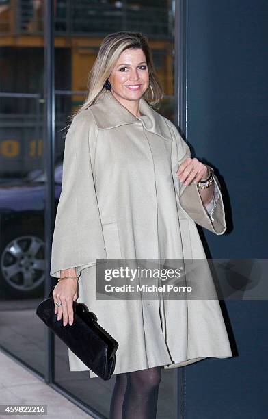 Queen Maxima of The Netherlands arrives to receive the Dutch Sustainable Growth Report on December 2, 2014 in Amsterdam The Netherlands.