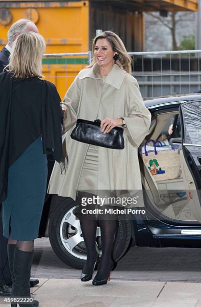 Queen Maxima of The Netherlands arrives to receive the Dutch Sustainable Growth Report on December 2, 2014 in Amsterdam The Netherlands.