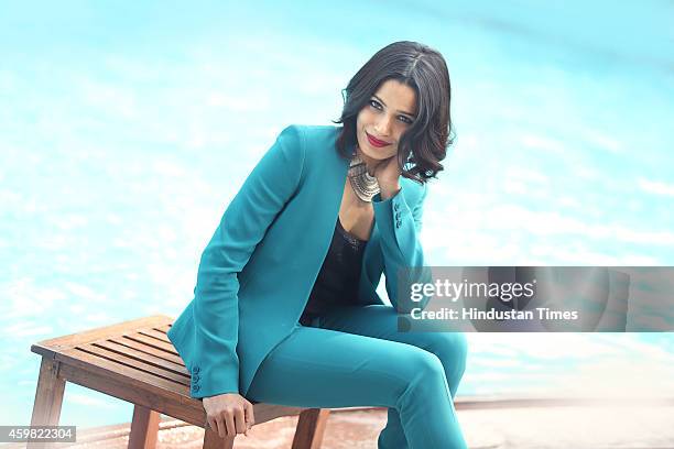 Indian actress Freida Pinto posing for a profile shoot during an interview for HT City at Hotel Shangri-La on November 29, 2014 in New Delhi, India.