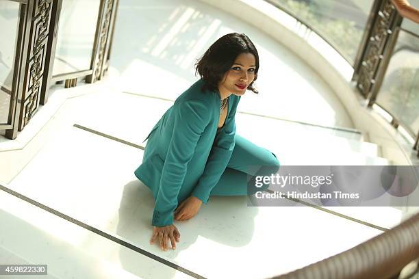 Indian actress Freida Pinto posing for a profile shoot during an interview for HT City at Hotel Shangri-La on November 29, 2014 in New Delhi, India.