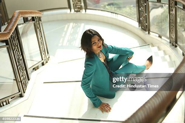 Indian actress Freida Pinto posing for a profile shoot during an interview for HT City at Hotel Shangri-La on November 29, 2014 in New Delhi, India.