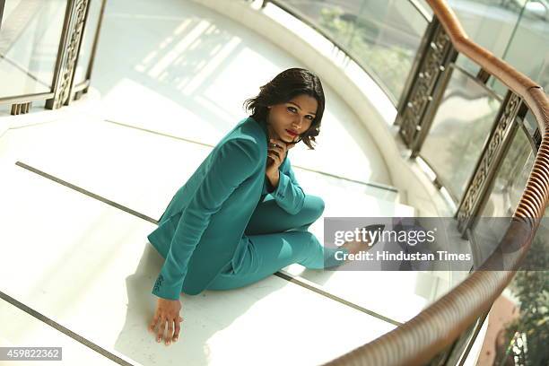 Indian actress Freida Pinto posing for a profile shoot during an interview for HT City at Hotel Shangri-La on November 29, 2014 in New Delhi, India.