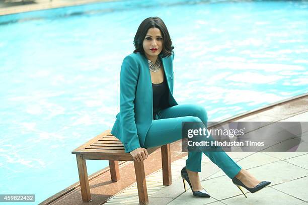 Indian actress Freida Pinto posing for a profile shoot during an interview for HT City at Hotel Shangri-La on November 29, 2014 in New Delhi, India.