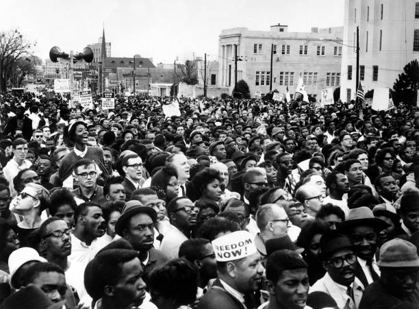 Civil rights demonstrators, led by Dr Martin Luther King , arrive in Montgomery from Selma on March 26, 1965 in Alabama, on the third leg of the...