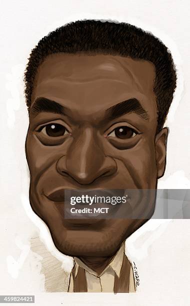 Dpi Chris Ware caricature of British actor Chiwetel Ejiofor.