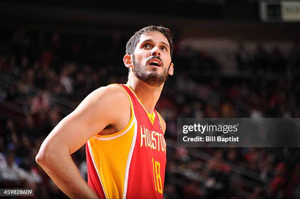 Omri Casspi of the Houston Rockets reacts to a play against the Sacramento Kings Kings on December 31, 2013 at the Toyota Center in Houston, Texas....