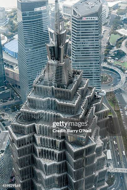 Taken during one of my visits to the Shanghai World Financial Center in the Lujiazui area of Shanghai, the Jin Mao Tower in the foreground.