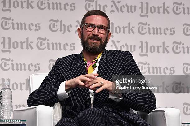 Stefano Pilati, head of design, Ermenegildo Zegna and Creative Director, Agnona speaks onstage at the The New York Times International Luxury...