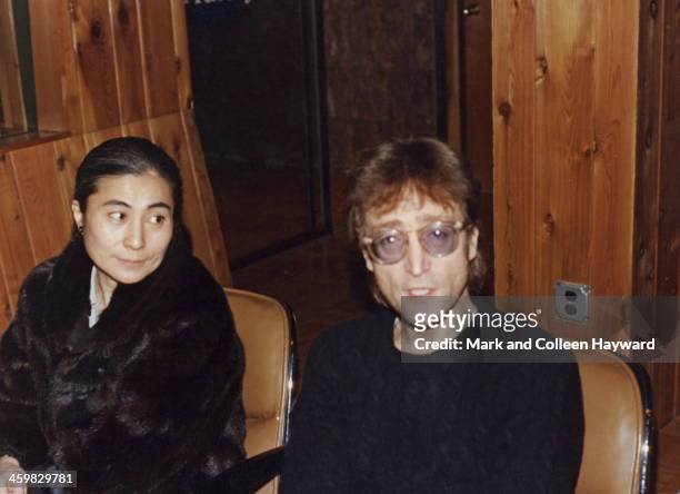 6th DECEMBER: John Lennon from The Beatles posed with his wife Yoko Ono at the Hit Factory recording studio in New York on 6th December 1980. Lennon...
