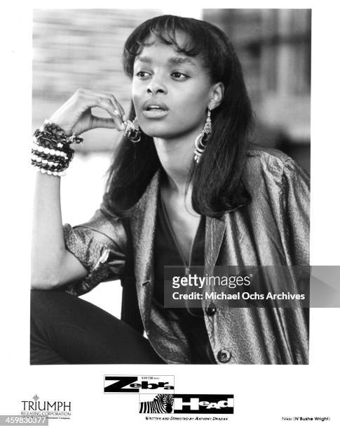 Actress N'Bushe Wright on set of the movie "Zebrahead" , circa 1992.