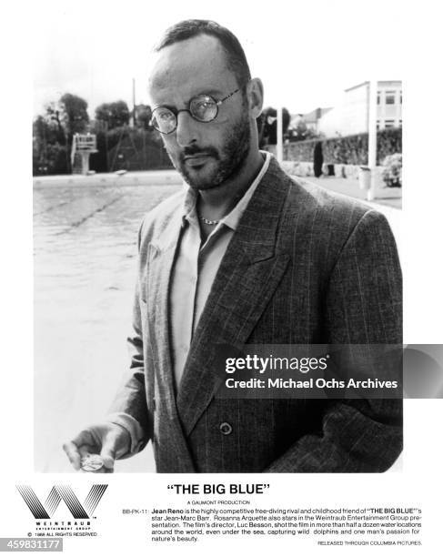 Actor Jean Reno on set of the movie "The Big Blue " , circa 1988.