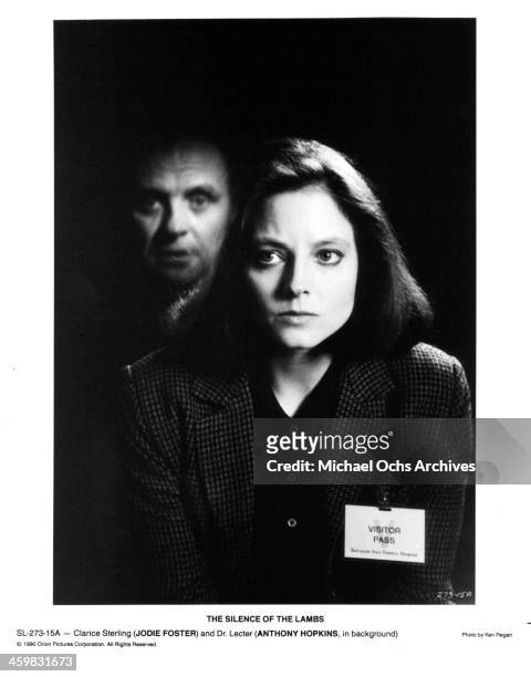 Actor Anthony Hopkins and actress Jodie Foster on set of the movie " The Silence of the Lambs " , circa 1991.