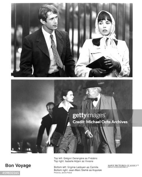 Actor Gregori Derangere and actress Isabelle Adjani actress Virginie Ledoyen and actor Jean-Marc Stehle on the set of the Sony Pictures Classic movie...