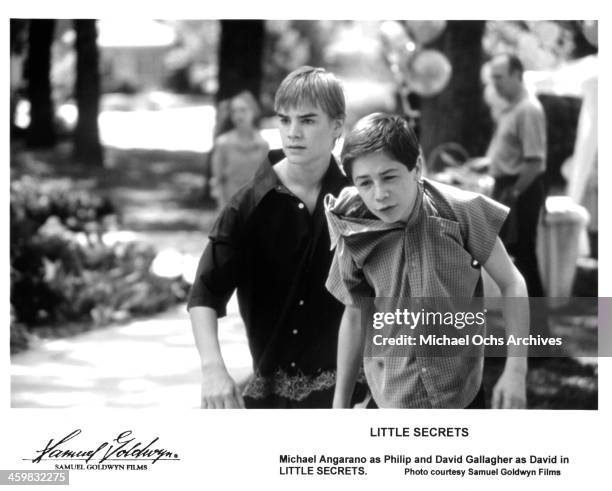 Actors David Gallagher Michael Angarano on the set of the Samuel Goldwyn Films movie "Little Secrets" circa 2001.