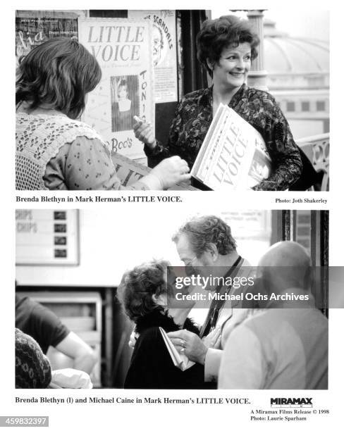 Actress Brenda Blethyn actress Brenda Blethyn and actor Michael Caine on the set of the Miramax films movie "Little Voice" circa 1998.