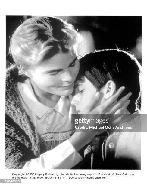Actress Mariel Hemingway and actor Michael Caloz on the set of the movie "Little Men" circa 1998.