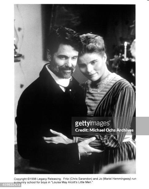 Actor Chris Sarandon and actress Mariel Hemingway on the set of the movie "Little Men" circa 1998.
