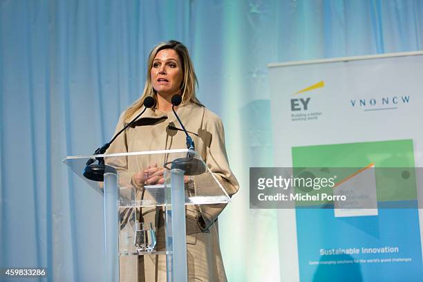 Queen Maxima of The Netherlands attends the presentation ceremony of the Dutch Sustainable Growth Report on December 2, 2014 in Amsterdam, The...