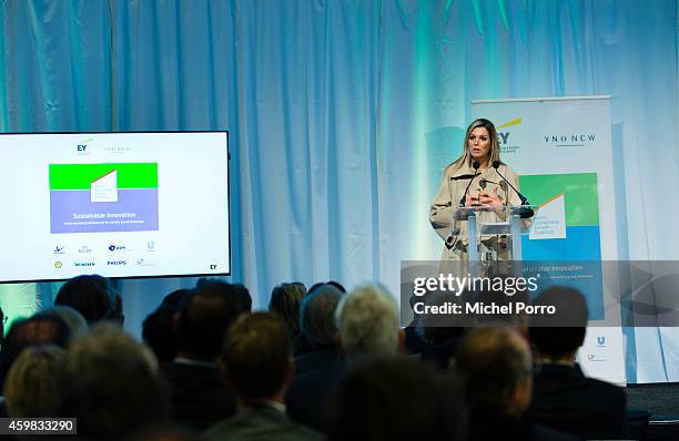 Queen Maxima of The Netherlands attends the presentation ceremony of the Dutch Sustainable Growth Report on December 2, 2014 in Amsterdam, The...