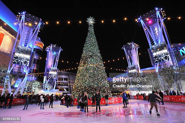 Skaters enjoy the opening night of LA Kings Holiday ice at Nokia Plaza L.A. Live on November 29, 2014 in Los Angeles, California.
