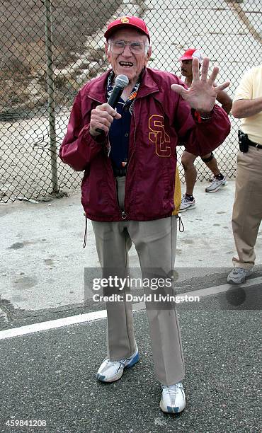 Louis Zamperini, subject of the Angelina Jolie film "Unbroken", attends the Keep LA Running 10k on July 13, 2008 in the Playa del Rey community of...