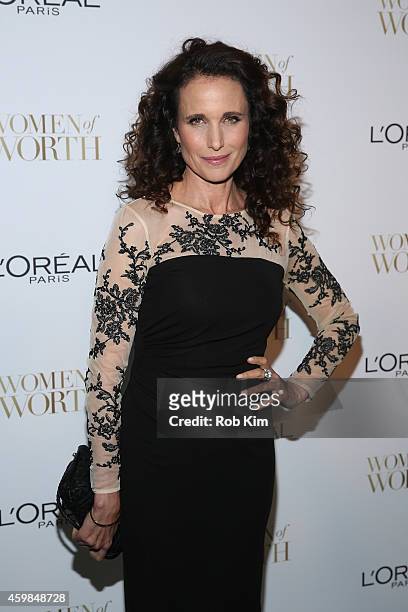 Andie MacDowell attends L'Oreal Paris' Ninth Annual Women Of Worth Celebration at The Pierre Hotel on December 2, 2014 in New York City.