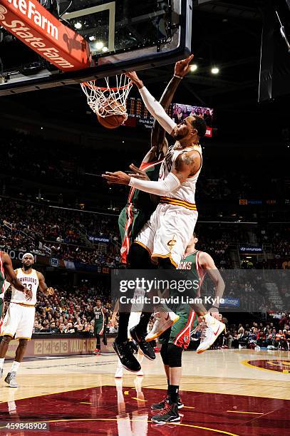 Shawn Marion of the Cleveland Cavaliers dunks against the Milwaukee Bucks on December 2, 2014 at Quicken Loans Arena in Cleveland, Ohio. NOTE TO...