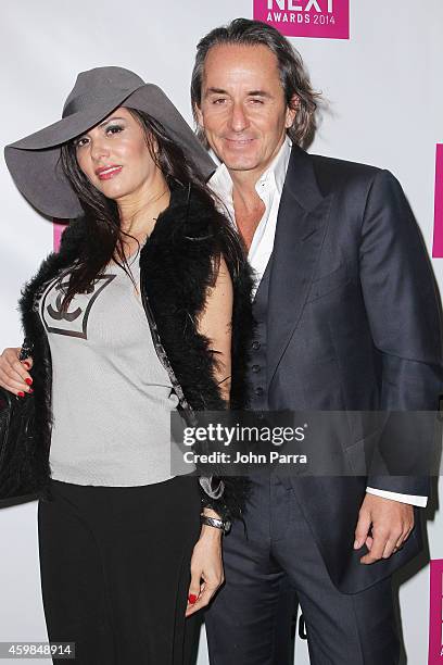 Adriana De Moura and Frederic Marq attend Logo TV's 2014 NewNowNext Awards at the Kimpton Surfcomber Hotel on December 2, 2014 in Miami Beach,...