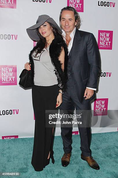 Adriana De Moura and Frederic Marq attend Logo TV's 2014 NewNowNext Awards at the Kimpton Surfcomber Hotel on December 2, 2014 in Miami Beach,...