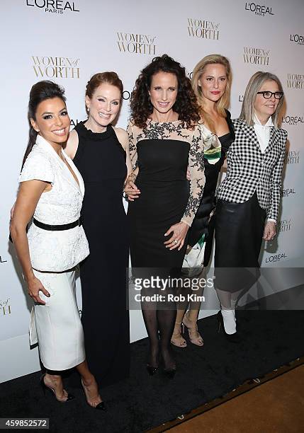 Eva Longoria, Julianne Moore, Andie MacDowell, Aimee Mullins and Diane Keaton attend L'Oreal Paris' Ninth Annual Women Of Worth Celebration at The...