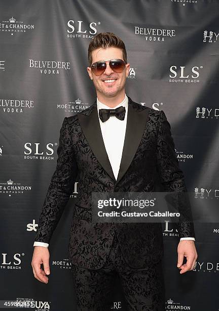 Robin Thicke attends the Belvedere Vodka And SLS Hotel South Beach Host New Year's Eve Party With Robin Thicke And Skyler Grey at SLS South Beach on...