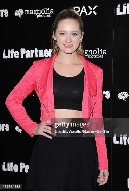 Actress Greer Grammer arrives at the Los Angeles premiere of 'Life Partners' at ArcLight Hollywood on November 18, 2014 in Hollywood, California.