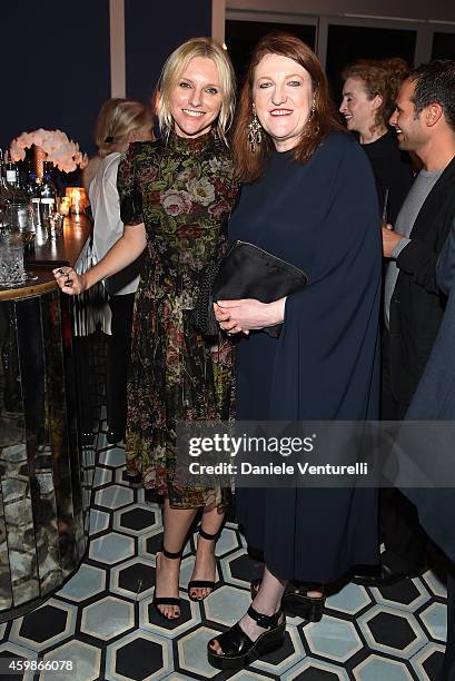 Laura Brown and Glenda Bailey at the BAZAAR@ Art Basel Miami Beach artist dinner hosted by Harpers BAZAARs Glenda Bailey and VINCE. For Rachel...