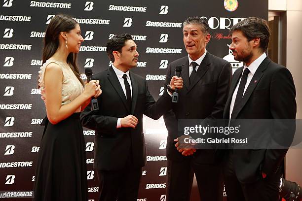 Matias Lammens President of San Lorenzo and Edgardo Bauza coach of San Lorenzo are interviewed on the red carpet before the Official Draw of 56th...