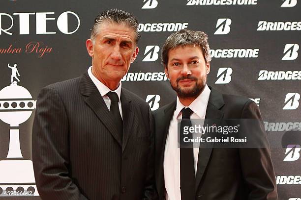Matias Lammens President of San Lorenzo and Edgardo Bauza coach of San Lorenzo pose for pictures on the red carpet before the Official Draw of 56th...