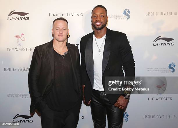 Alejandro Ingelmo and Dwyane Wade attends Haute Living and The Webster event hosted by Dwyane Wade and footwear desinger Alejandro Ingelmo during Art...