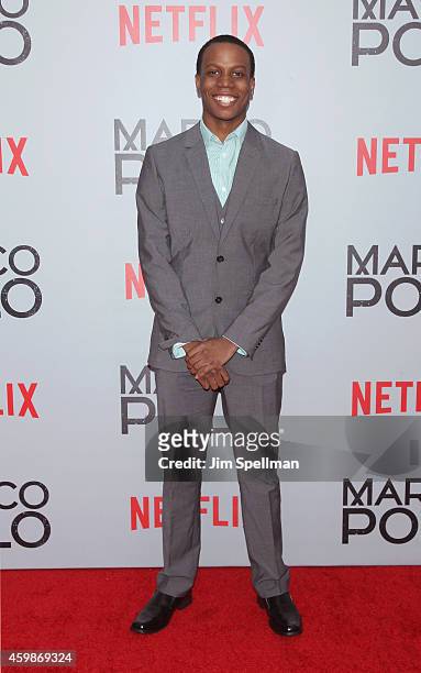 Lawrence attends the "Marco Polo" New York series premiere at AMC Lincoln Square Theater on December 2, 2014 in New York City.