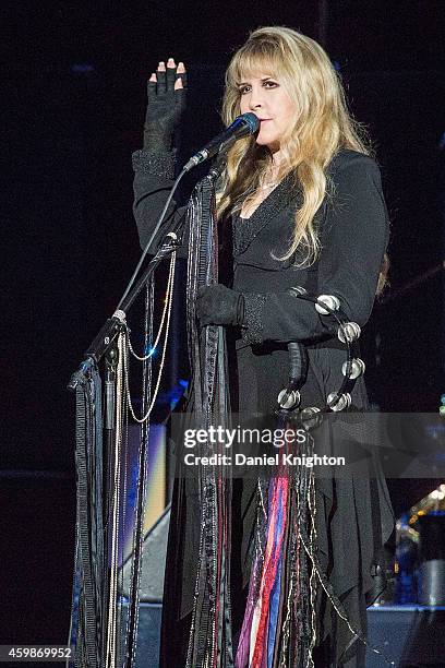 Vocalist Stevie Nicks of Fleetwood Mac performs on stage at Viejas Arena on December 2, 2014 in San Diego, California.