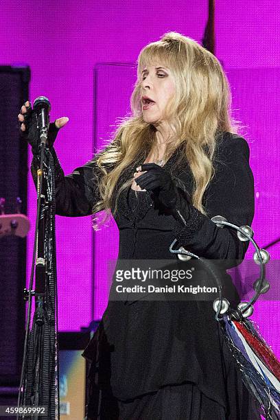 Vocalist Stevie Nicks of Fleetwood Mac performs on stage at Viejas Arena on December 2, 2014 in San Diego, California.