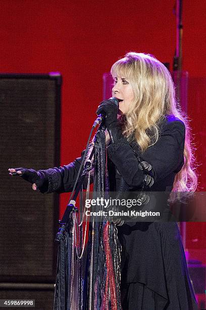 Vocalist Stevie Nicks of Fleetwood Mac performs on stage at Viejas Arena on December 2, 2014 in San Diego, California.